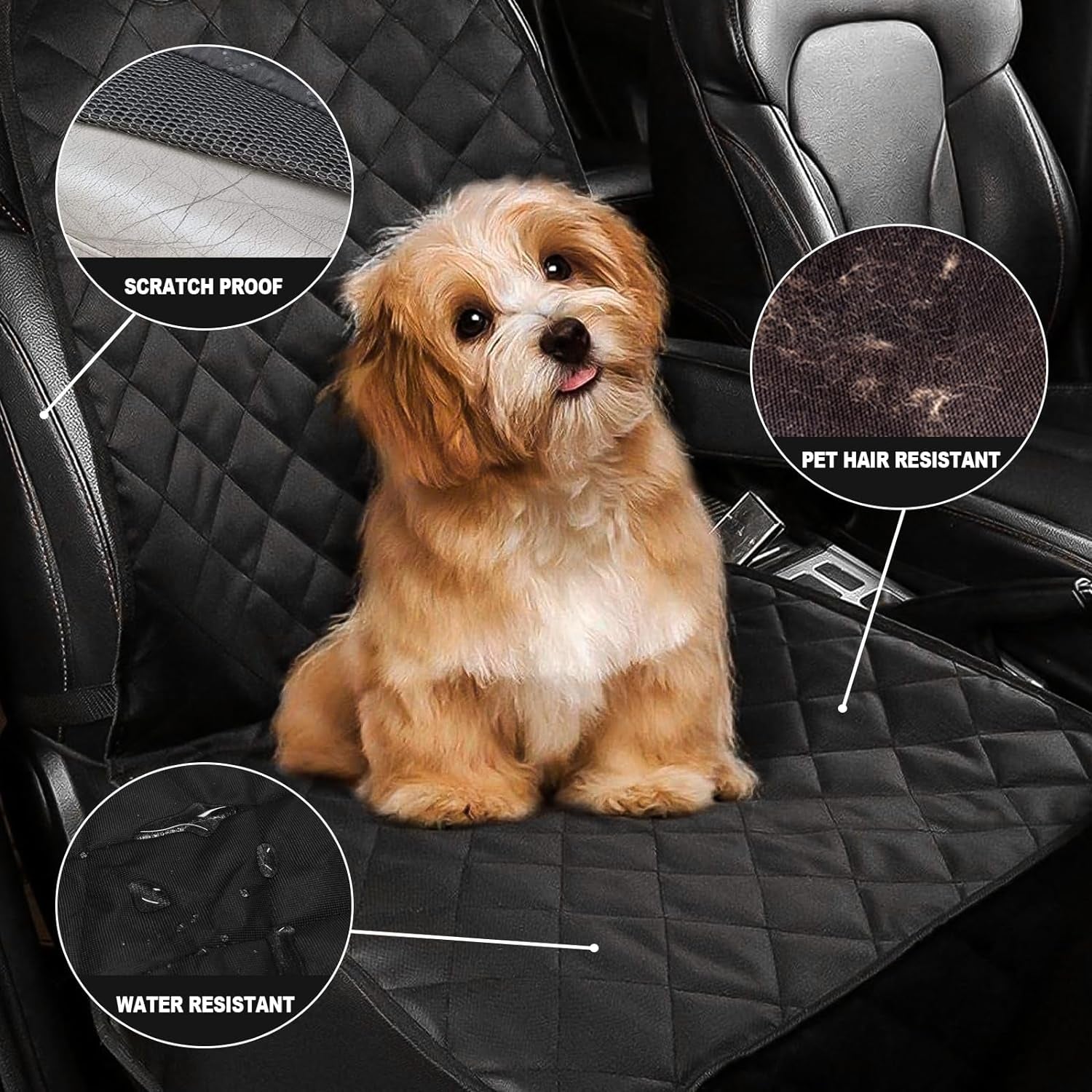 Dog Seat Cover Cars Trucks Suvs, Thick 600D Heavy Duty Pets Car Seat Cover, Waterproof & Wear-Resistant Durable Nonslip Backing & Hammock Convertible